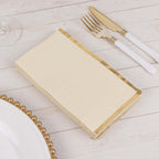 50 - Pack Paper Dinner Napkins Ivory with Gold Foil Edge 2 Ply - Stylish Disposable Napkins - Bell Racket Store