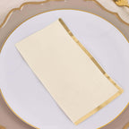 50 - Pack Paper Dinner Napkins Ivory with Gold Foil Edge 2 Ply - Stylish Disposable Napkins - Bell Racket Store