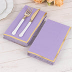 50 - Pack Paper Dinner Napkins Lavender with Gold Foil Edge 2 Ply - Stylish Disposable Napkins - Bell Racket Store