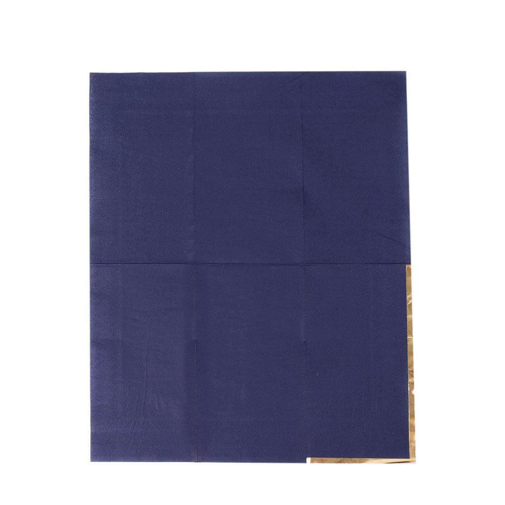 50 - Pack Paper Dinner Napkins Navy Blue with Gold Foil Edge 2 Ply - Stylish Disposable Napkins - Bell Racket Store