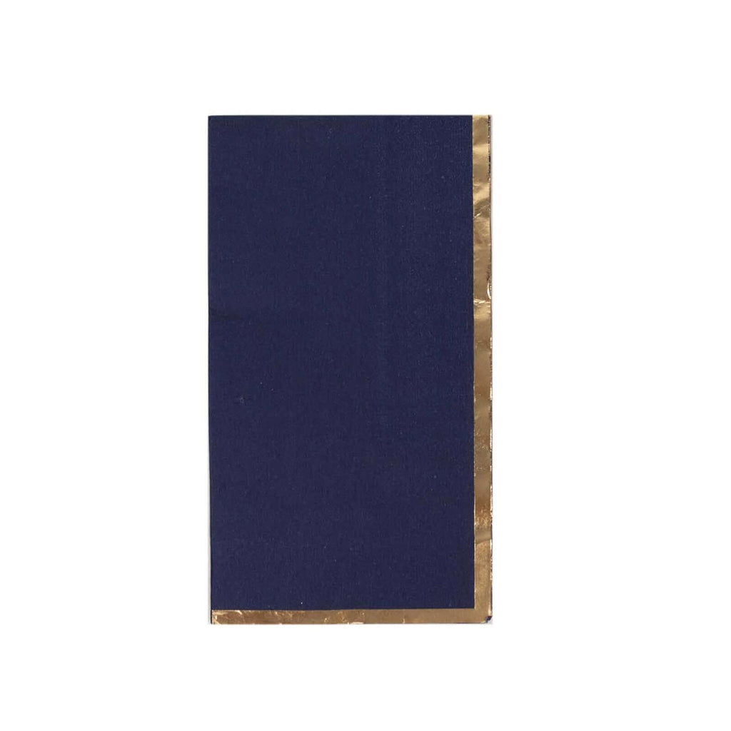 50 - Pack Paper Dinner Napkins Navy Blue with Gold Foil Edge 2 Ply - Stylish Disposable Napkins - Bell Racket Store