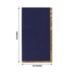 50 - Pack Paper Dinner Napkins Navy Blue with Gold Foil Edge 2 Ply - Stylish Disposable Napkins - Bell Racket Store