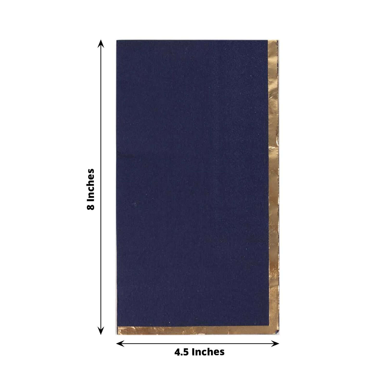50 - Pack Paper Dinner Napkins Navy Blue with Gold Foil Edge 2 Ply - Stylish Disposable Napkins - Bell Racket Store