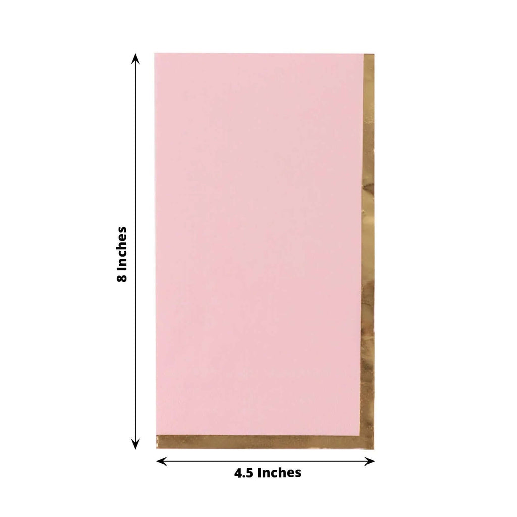 50 - Pack Paper Dinner Napkins Pink with Gold Foil Edge 2 Ply - Stylish Disposable Napkins - Bell Racket Store