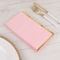 50 - Pack Paper Dinner Napkins Pink with Gold Foil Edge 2 Ply - Stylish Disposable Napkins - Bell Racket Store