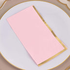 50 - Pack Paper Dinner Napkins Pink with Gold Foil Edge 2 Ply - Stylish Disposable Napkins - Bell Racket Store
