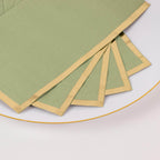 50 - Pack Paper Dinner Napkins Sage Green with Gold Foil Edge 2 Ply - Stylish Disposable Napkins - Bell Racket Store