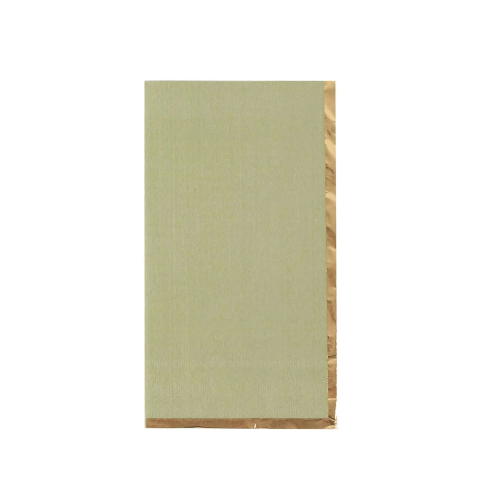 50 - Pack Paper Dinner Napkins Sage Green with Gold Foil Edge 2 Ply - Stylish Disposable Napkins - Bell Racket Store