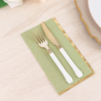 50 - Pack Paper Dinner Napkins Sage Green with Gold Foil Edge 2 Ply - Stylish Disposable Napkins - Bell Racket Store