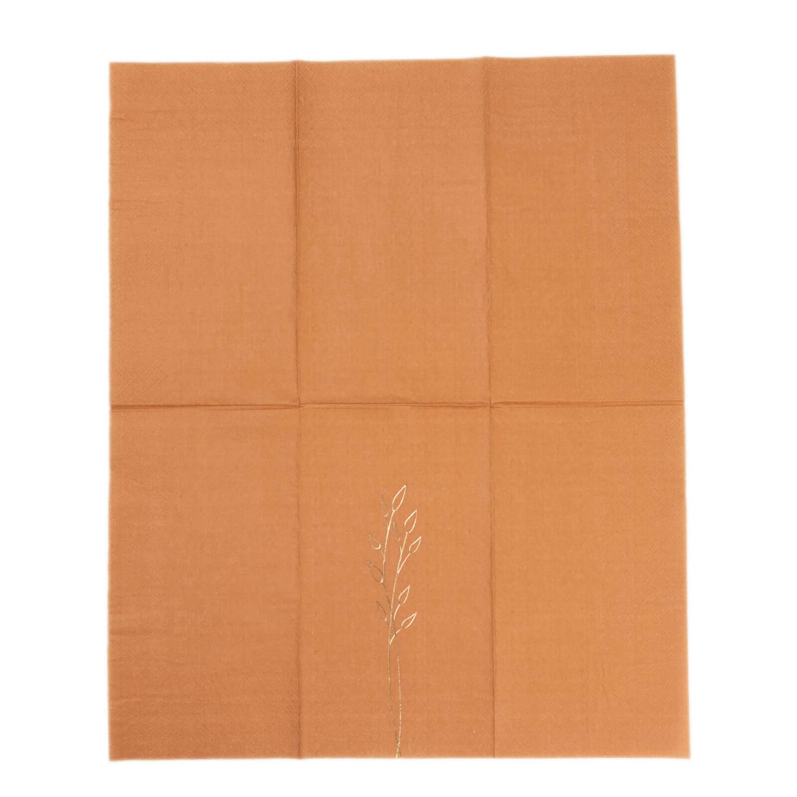 50 - Pack Paper Dinner Napkins Terracotta (Rust) with Gold Embossed Leaf - Stylish 2 - Ply Disposable Napkins for Weddings 18GSM - Bell Racket Store