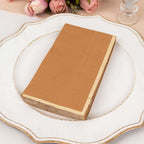 50 - Pack Paper Dinner Napkins Terracotta with Gold Foil Edge 2 Ply - Stylish Disposable Napkins - Bell Racket Store