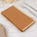50 - Pack Paper Dinner Napkins Terracotta with Gold Foil Edge 2 Ply - Stylish Disposable Napkins - Bell Racket Store