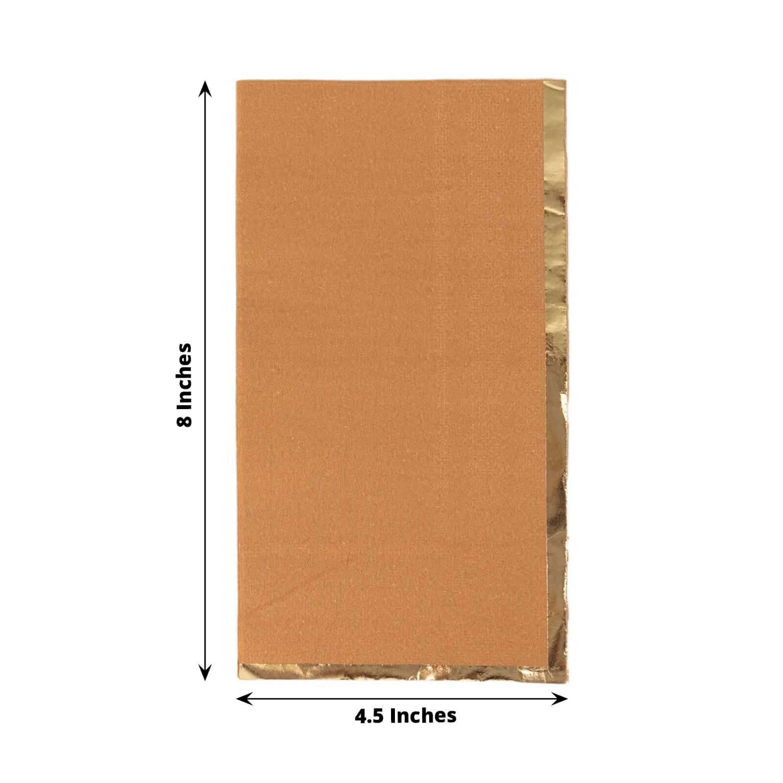 50 - Pack Paper Dinner Napkins Terracotta with Gold Foil Edge 2 Ply - Stylish Disposable Napkins - Bell Racket Store