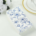 50 - Pack Paper Dinner Napkins White with Blue Magnolia Flowers Print 2 - Ply - Disposable Soft Napkins for Parties - Bell Racket Store