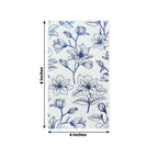 50 - Pack Paper Dinner Napkins White with Blue Magnolia Flowers Print 2 - Ply - Disposable Soft Napkins for Parties - Bell Racket Store