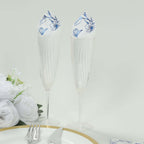 50 - Pack Paper Dinner Napkins White with Blue Magnolia Flowers Print 2 - Ply - Disposable Soft Napkins for Parties - Bell Racket Store