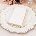 50 - Pack Paper Dinner Napkins White with Gold Foil Edge 2 Ply - Stylish Disposable Napkins for Parties - Bell Racket Store