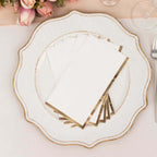 50 - Pack Paper Dinner Napkins White with Gold Foil Edge 2 Ply - Stylish Disposable Napkins for Parties - Bell Racket Store