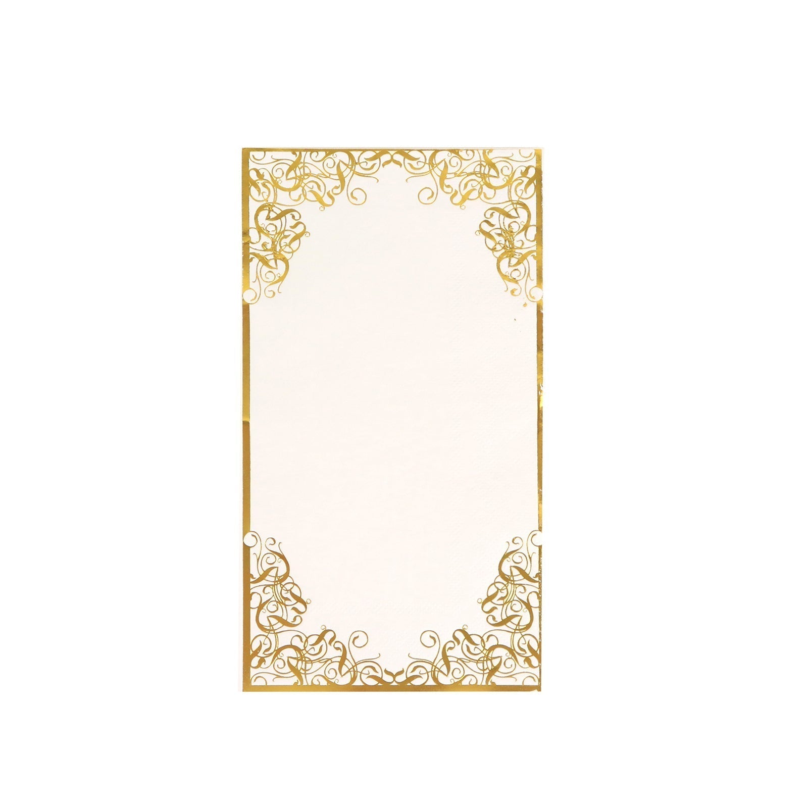 50 - Pack Paper Dinner Napkins White with Gold Foil Lace Design 2 Ply - European Style Napkins for Parties 8"x4" - Bell Racket Store