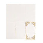 50 - Pack Paper Dinner Napkins White with Gold Foil Lace Design 2 Ply - European Style Napkins for Parties 8"x4" - Bell Racket Store