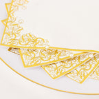 50 - Pack Paper Dinner Napkins White with Gold Foil Lace Design 2 Ply - European Style Napkins for Parties 8"x4" - Bell Racket Store