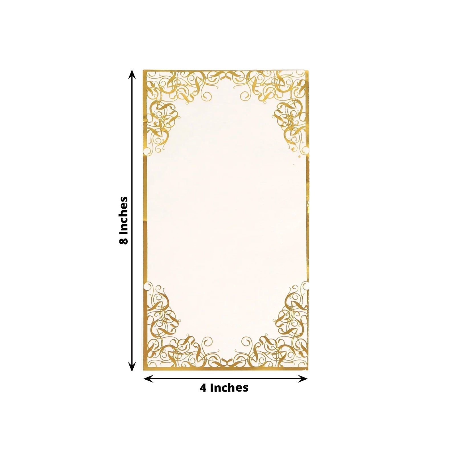 50 - Pack Paper Dinner Napkins White with Gold Foil Lace Design 2 Ply - European Style Napkins for Parties 8"x4" - Bell Racket Store