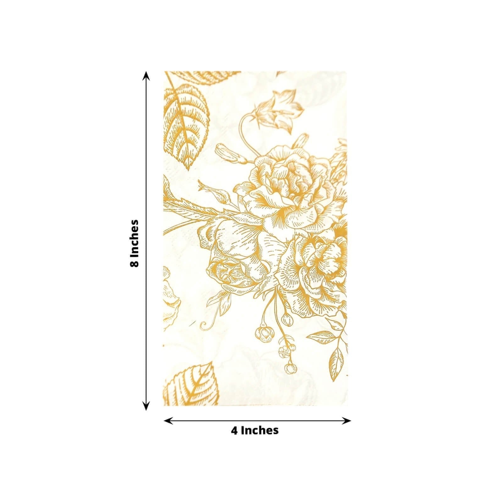 50 - Pack Paper Dinner Napkins White with Gold French Toile Floral Pattern 2 - Ply - Stylish Disposable Napkins for Events - Bell Racket Store