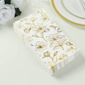 50 - Pack Paper Dinner Napkins White with Gold Magnolia Flowers Print 2 - Ply - Disposable Soft Napkins for Parties - Bell Racket Store