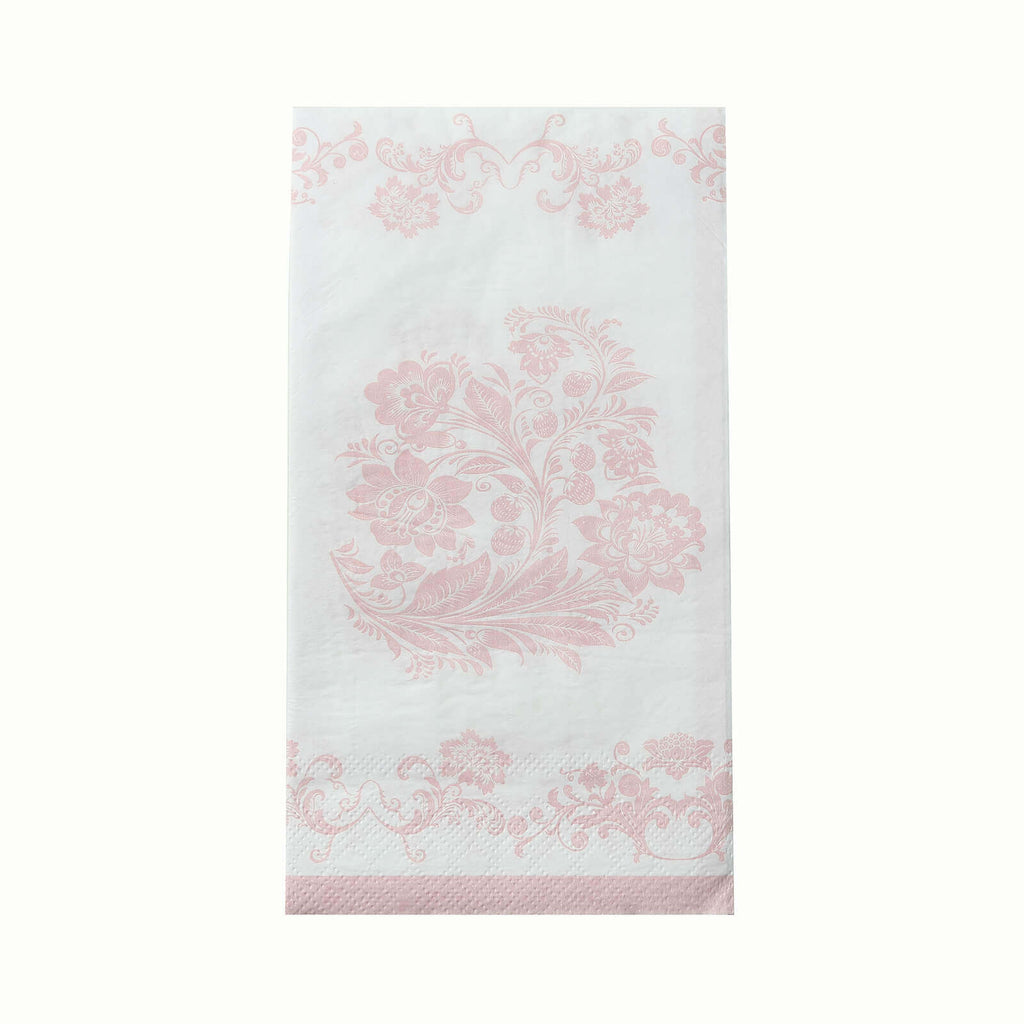 50 - Pack Paper Dinner Napkins White with Pink Damask Floral Pattern 2 - Ply - Stylish Disposable Napkins for Parties - Bell Racket Store