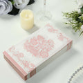 50 - Pack Paper Dinner Napkins White with Pink Damask Floral Pattern 2 - Ply - Stylish Disposable Napkins for Parties - Bell Racket Store