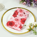 50 - Pack Paper Dinner Napkins with Rose Floral Print Red/Pink 2 Ply - Stylish Boho Napkins for Events - Bell Racket Store