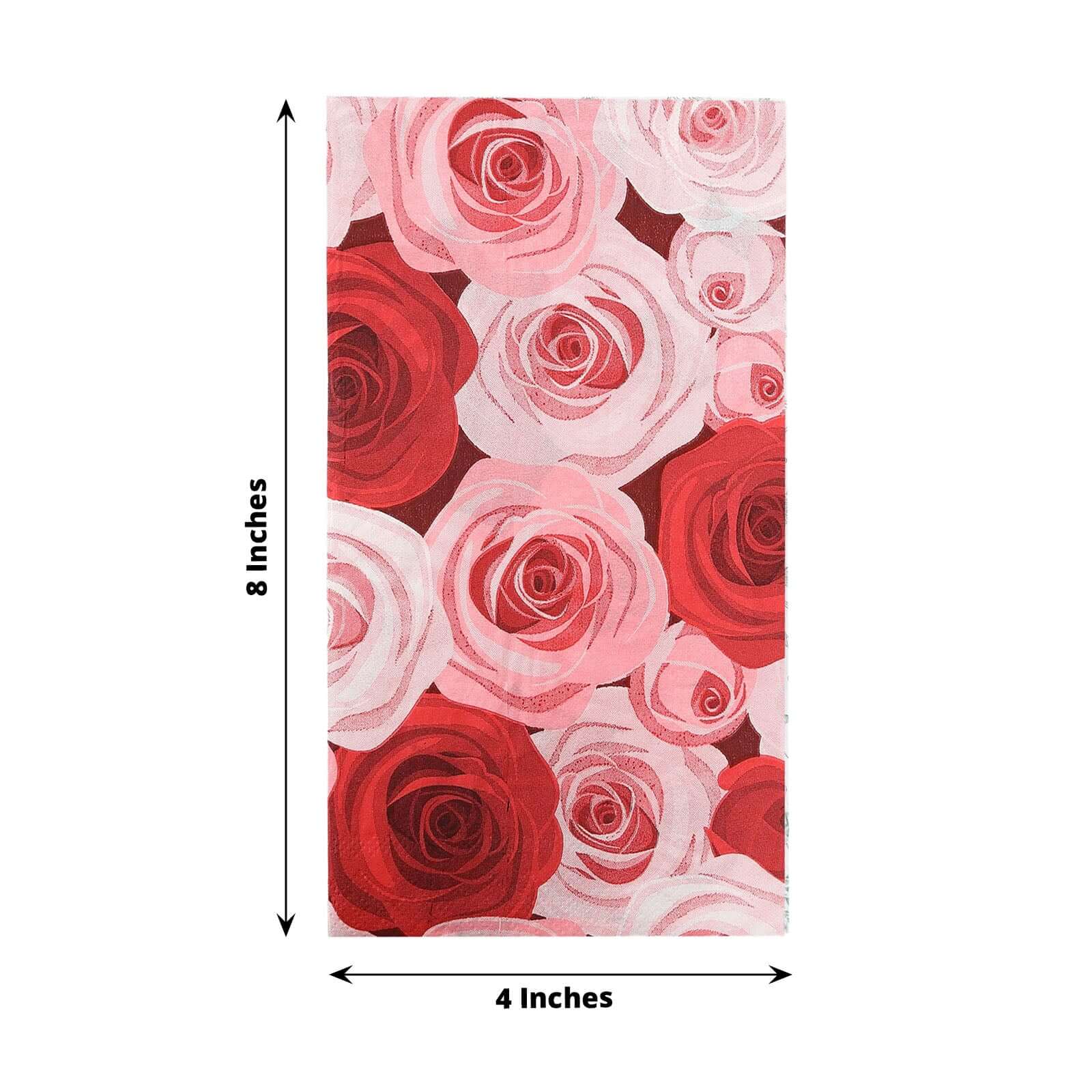 50 - Pack Paper Dinner Napkins with Rose Floral Print Red/Pink 2 Ply - Stylish Boho Napkins for Events - Bell Racket Store