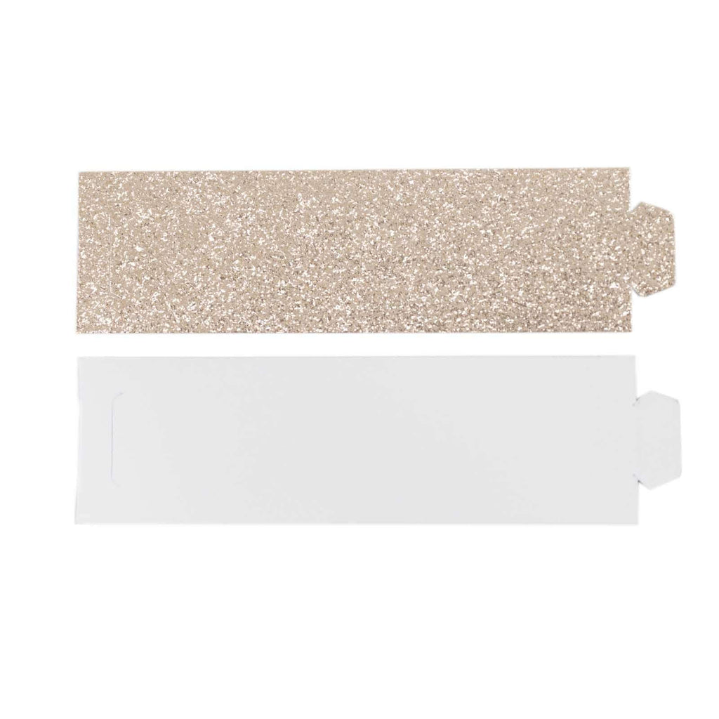 50 - Pack Paper Napkin Rings Beige Glitter - Stylish Disposable Napkin Holders 1.5" - Bell Racket Store