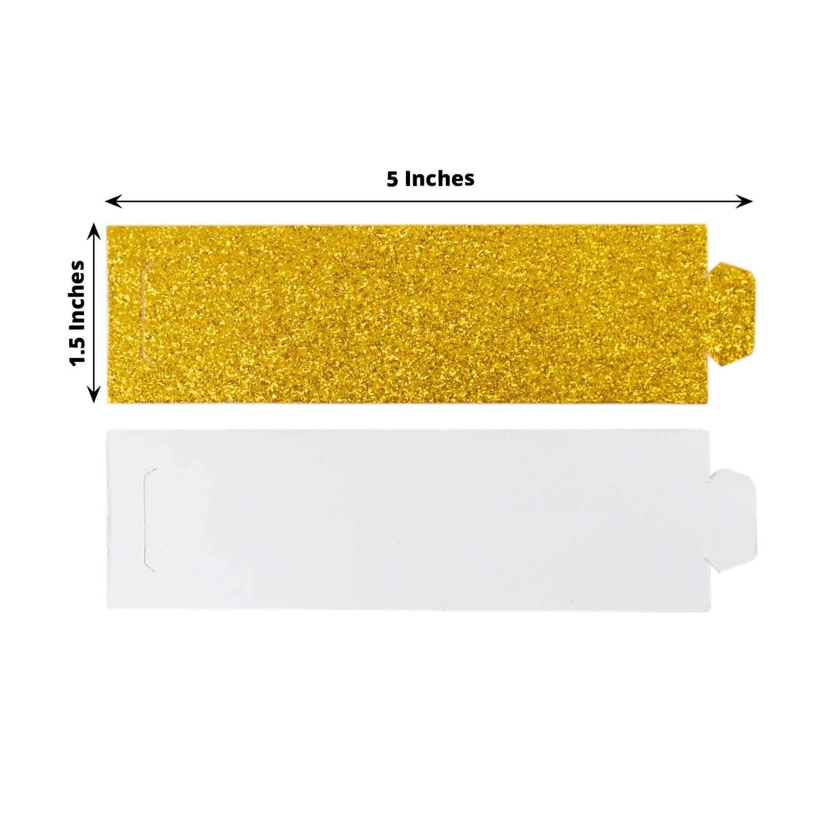 50 - Pack Paper Napkin Rings Gold Glitter - Stylish Disposable Napkin Holders 1.5" - Bell Racket Store