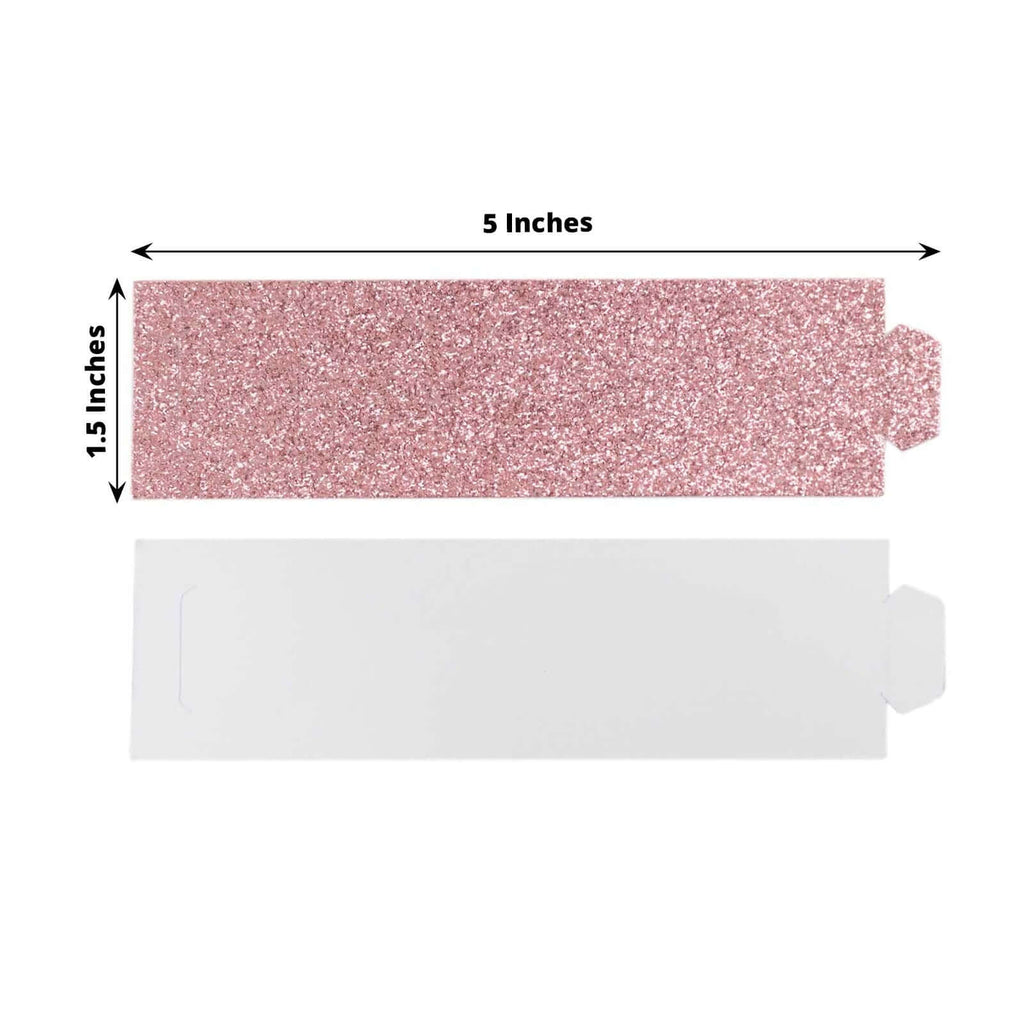 50 - Pack Paper Napkin Rings Rose Gold Glitter - Stylish Disposable Napkin Holders 1.5" - Bell Racket Store