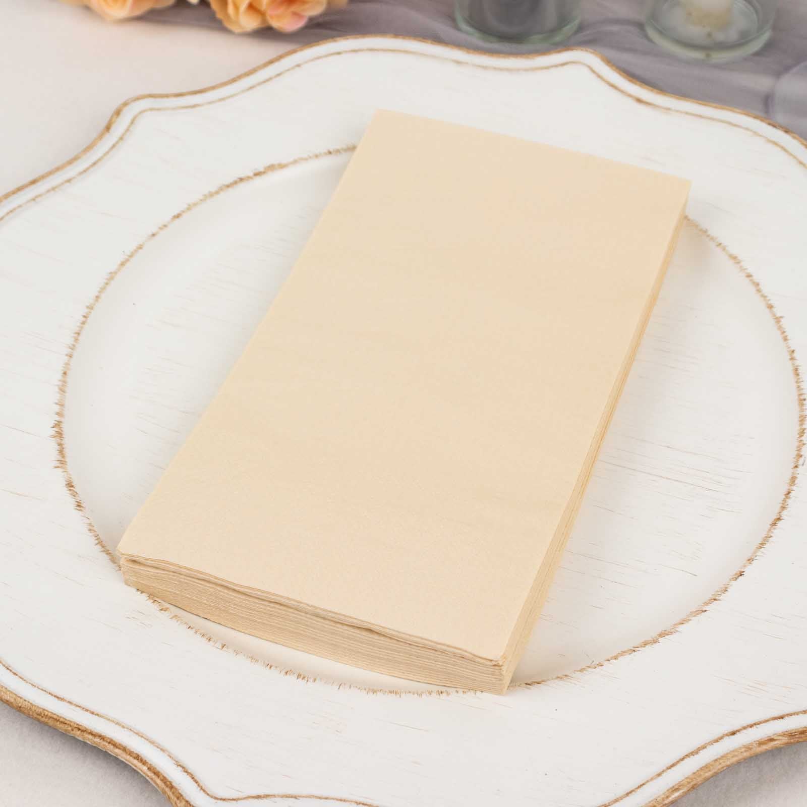50 - Pack Paper Napkins Beige - Soft Disposable 2 - Ply Dinner Napkins for Weddings - Bell Racket Store