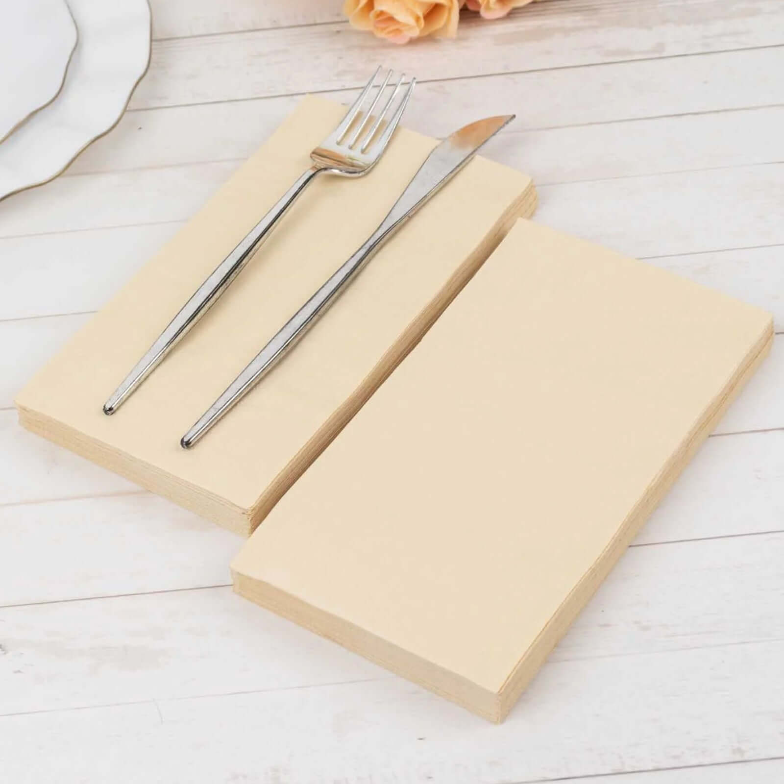 50 - Pack Paper Napkins Beige - Soft Disposable 2 - Ply Dinner Napkins for Weddings - Bell Racket Store