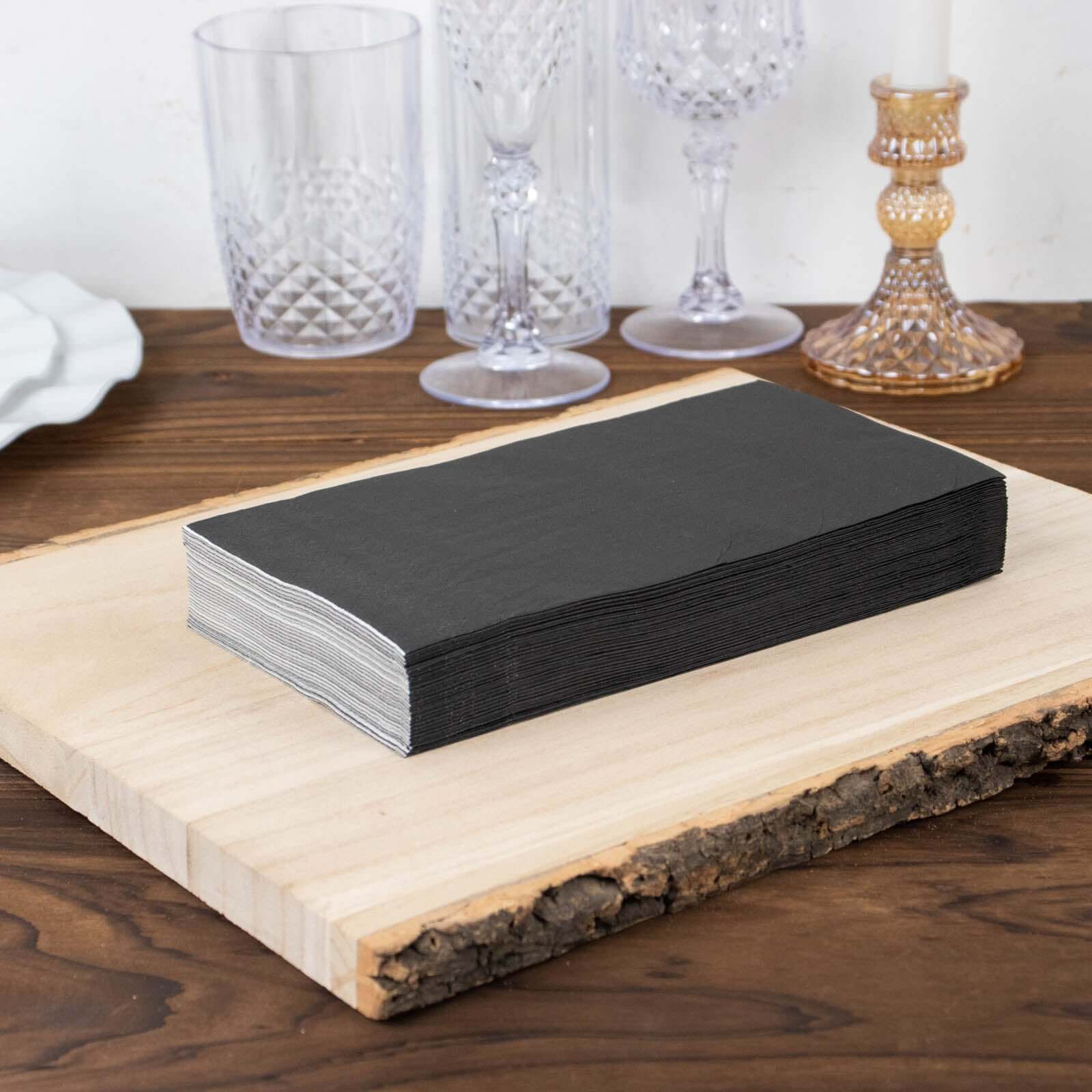 50 - Pack Paper Napkins Black - Soft Disposable 2 - Ply Dinner Napkins for Weddings - Bell Racket Store