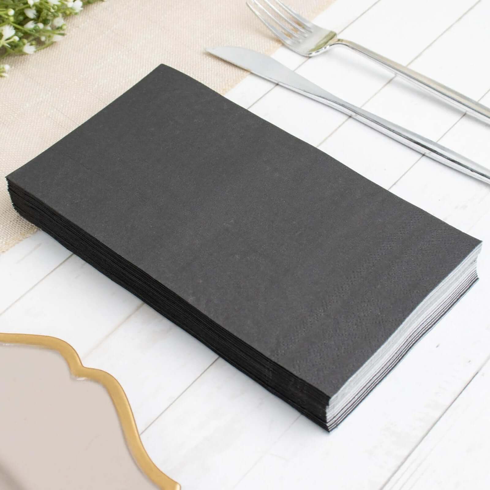 50 - Pack Paper Napkins Black - Soft Disposable 2 - Ply Dinner Napkins for Weddings - Bell Racket Store