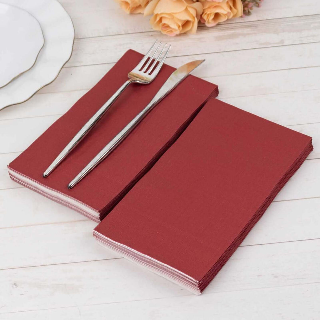 50 - Pack Paper Napkins Burgundy - Soft Disposable 2 - Ply Dinner Napkins for Weddings - Bell Racket Store