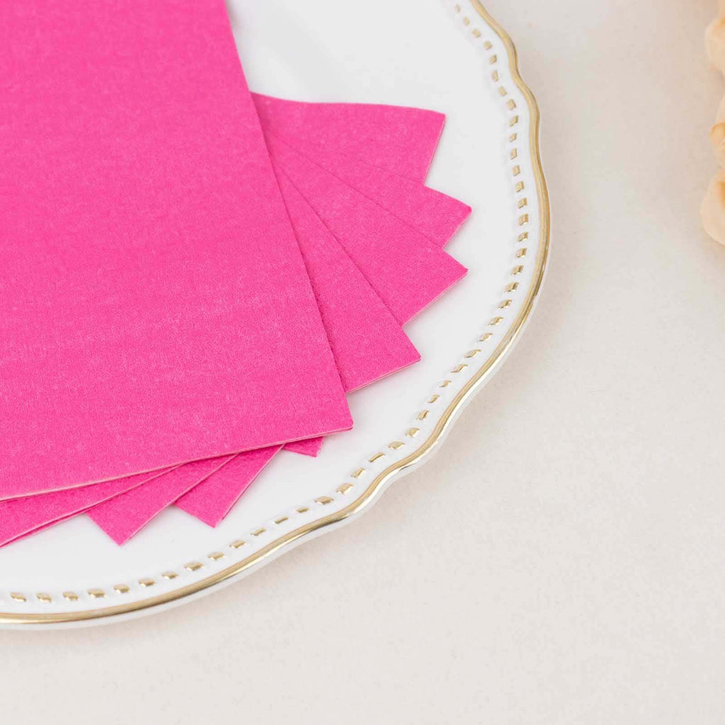 50 - Pack Paper Napkins Fuchsia - Soft Disposable 2 - Ply Dinner Napkins for Weddings - Bell Racket Store