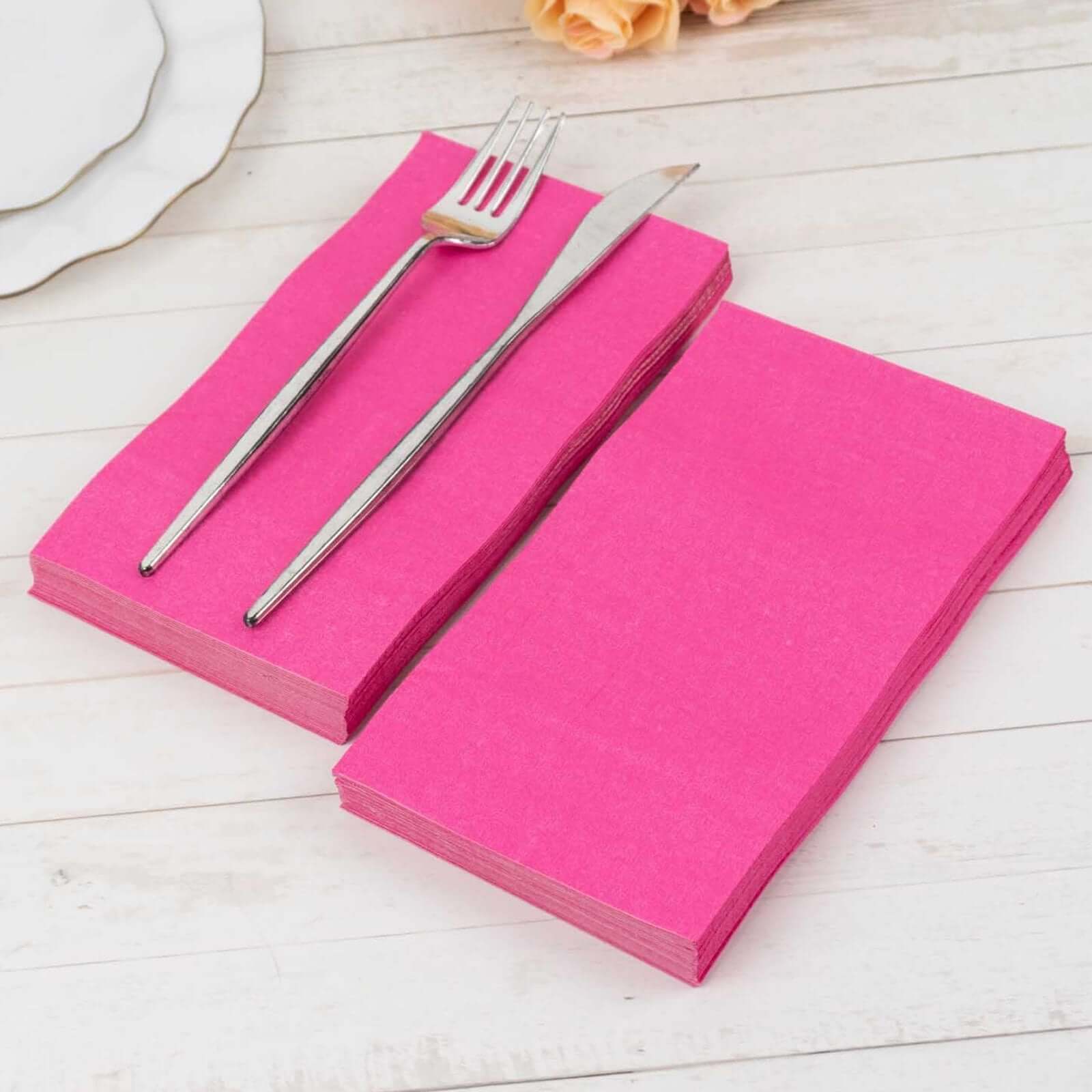 50 - Pack Paper Napkins Fuchsia - Soft Disposable 2 - Ply Dinner Napkins for Weddings - Bell Racket Store