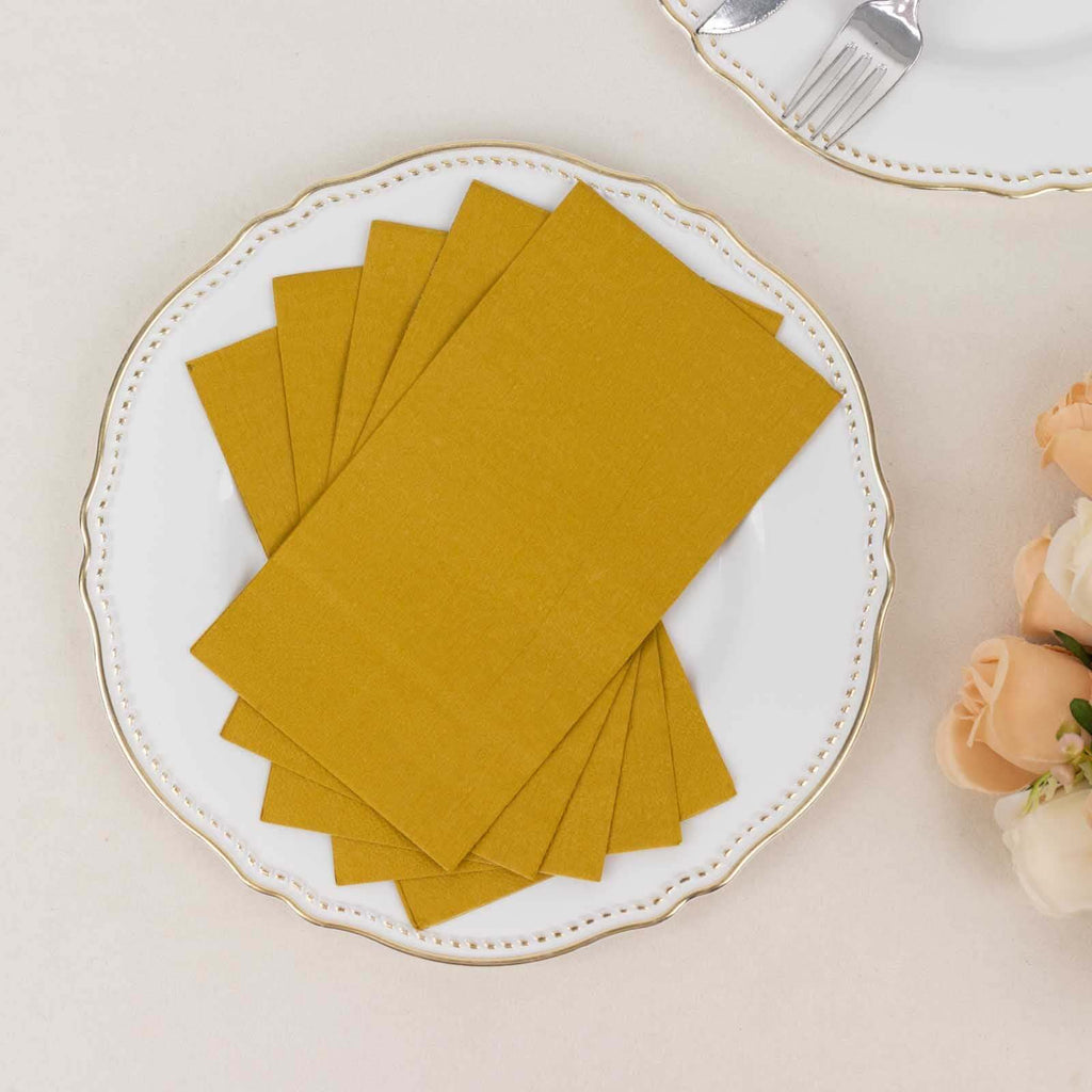 50 - Pack Paper Napkins Gold - Soft Disposable 2 - Ply Dinner Napkins for Weddings - Bell Racket Store