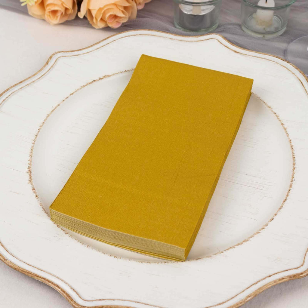 50 - Pack Paper Napkins Gold - Soft Disposable 2 - Ply Dinner Napkins for Weddings - Bell Racket Store