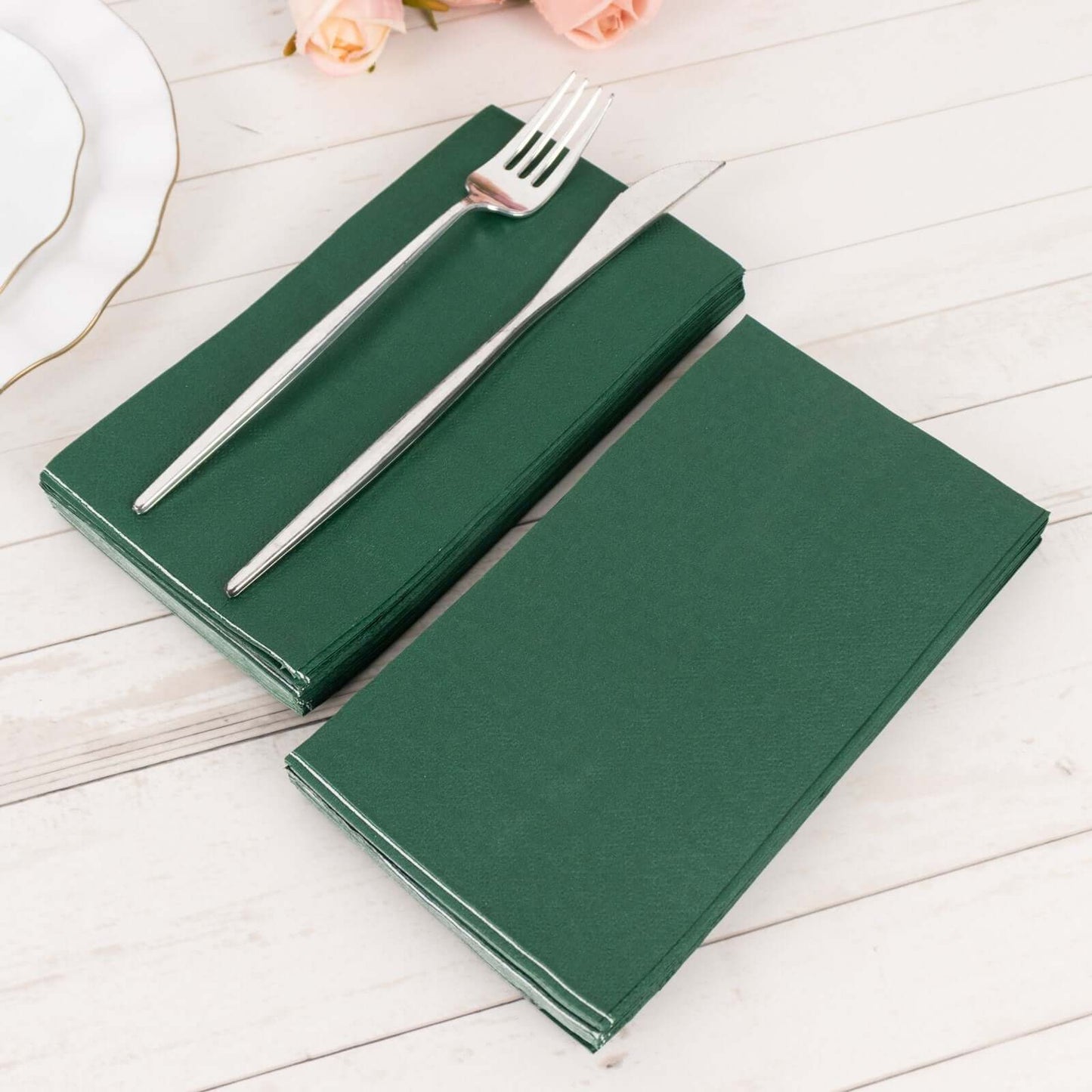 50 - Pack Paper Napkins Hunter Emerald Green - Soft Disposable 2 - Ply Dinner Napkins for Weddings - Bell Racket Store