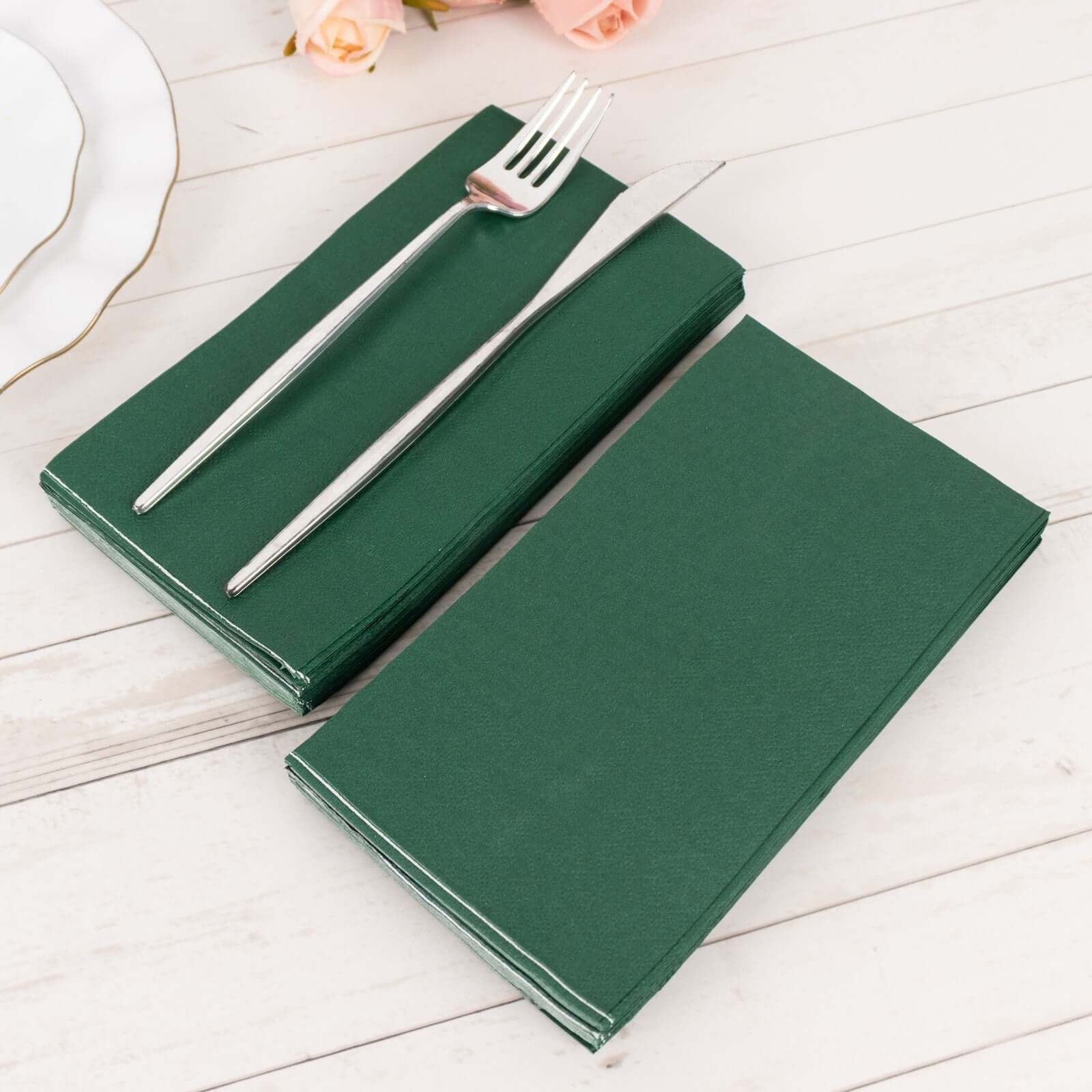 50 - Pack Paper Napkins Hunter Emerald Green - Soft Disposable 2 - Ply Dinner Napkins for Weddings - Bell Racket Store