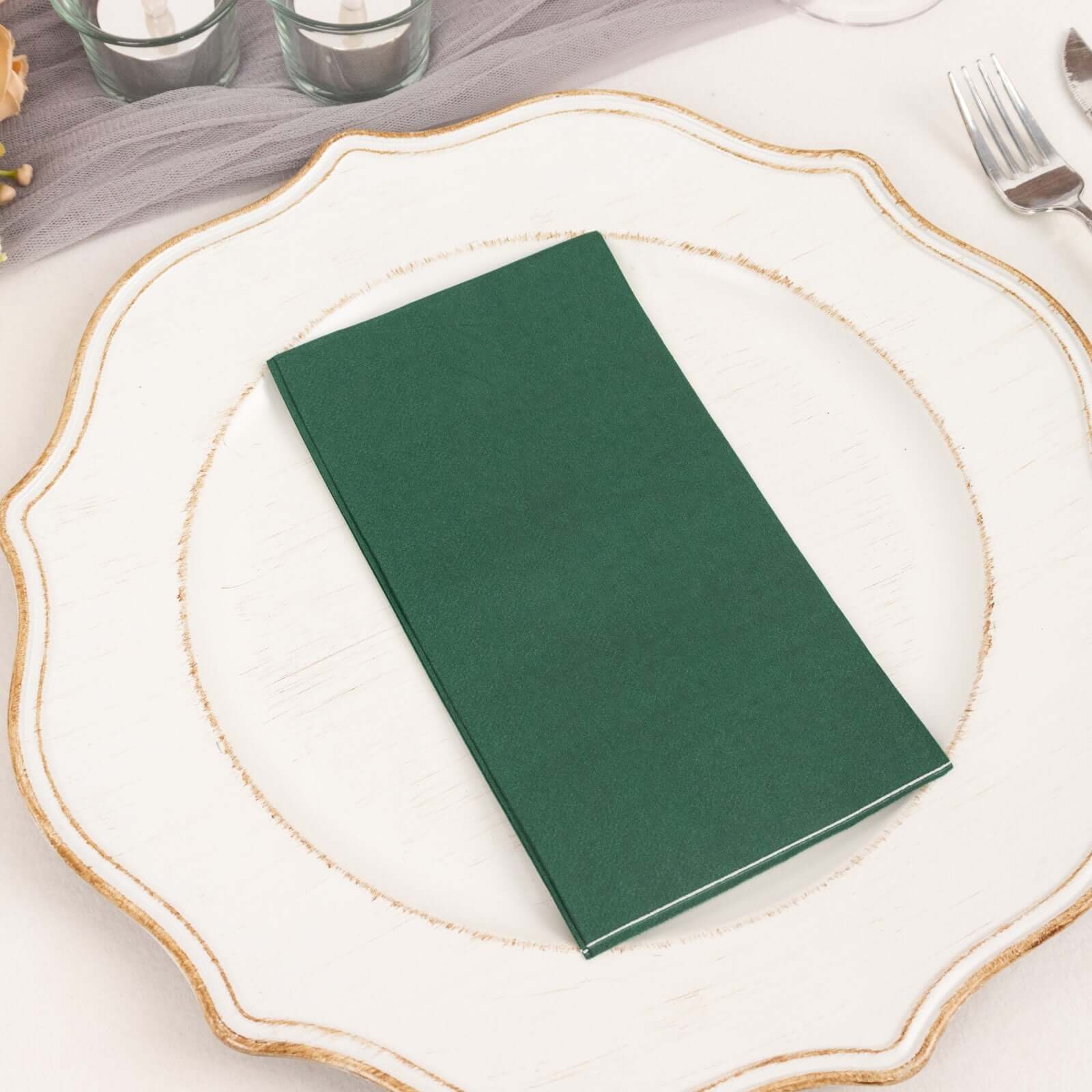 50 - Pack Paper Napkins Hunter Emerald Green - Soft Disposable 2 - Ply Dinner Napkins for Weddings - Bell Racket Store