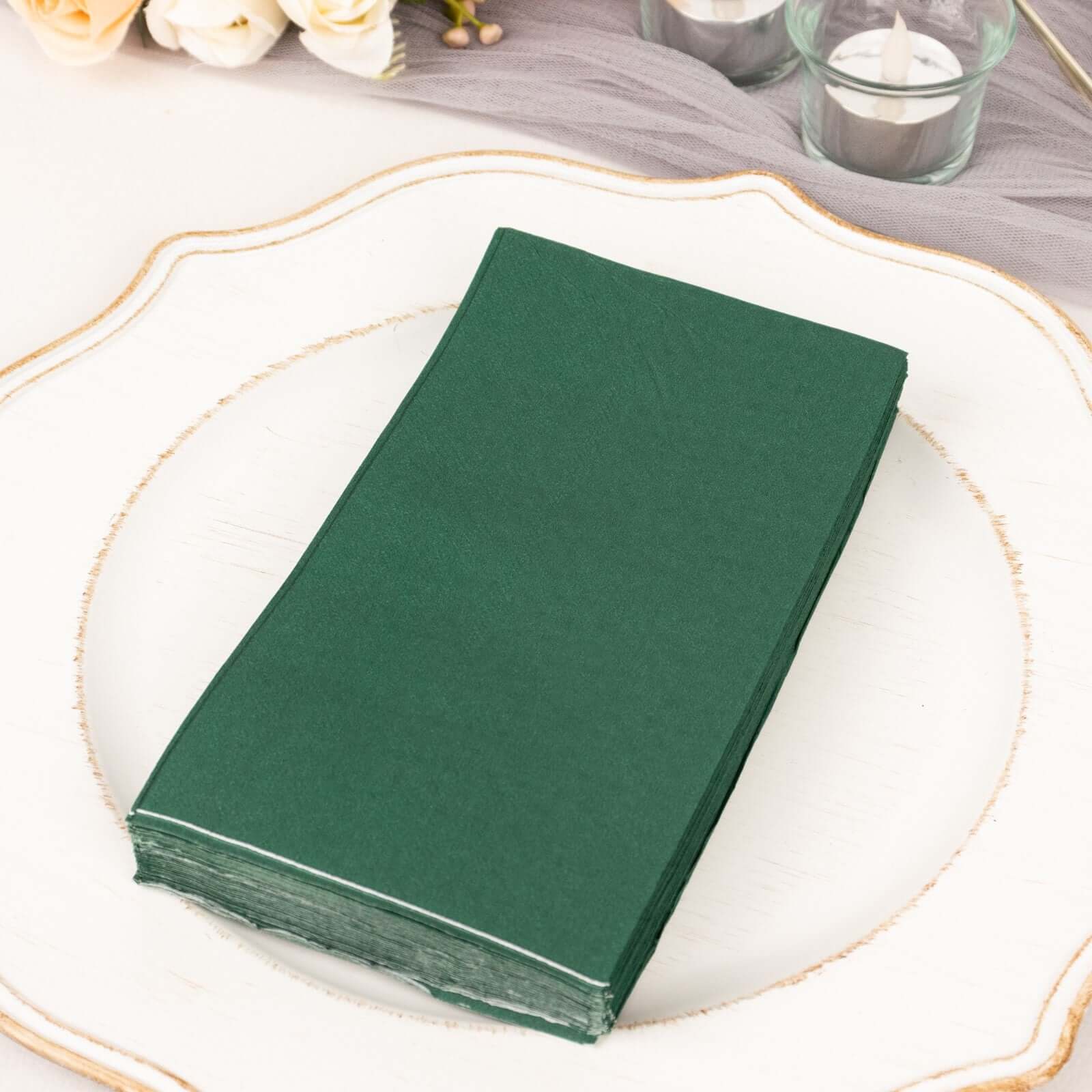 50 - Pack Paper Napkins Hunter Emerald Green - Soft Disposable 2 - Ply Dinner Napkins for Weddings - Bell Racket Store