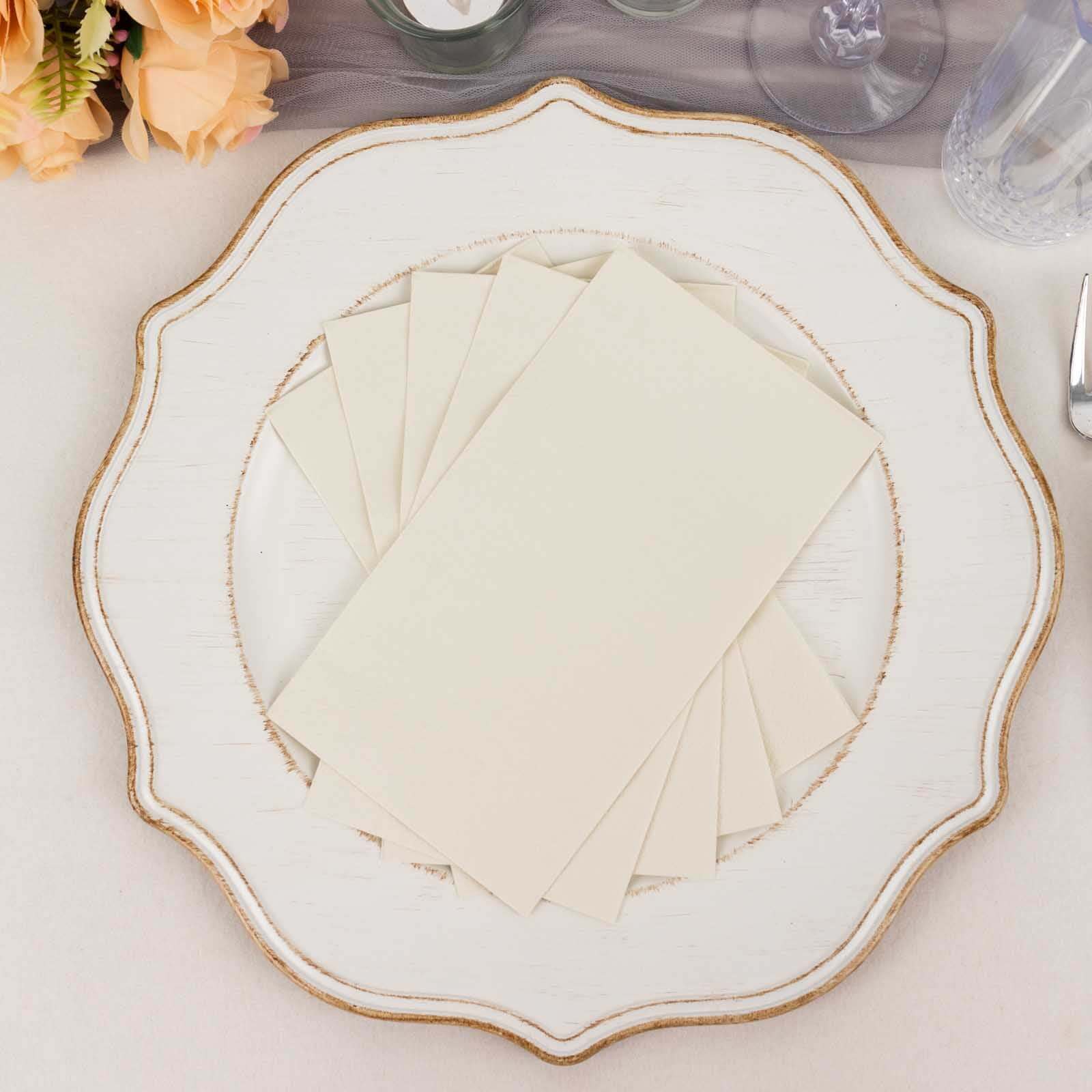 50 - Pack Paper Napkins Ivory - Soft Disposable 2 - Ply Dinner Napkins for Weddings - Bell Racket Store