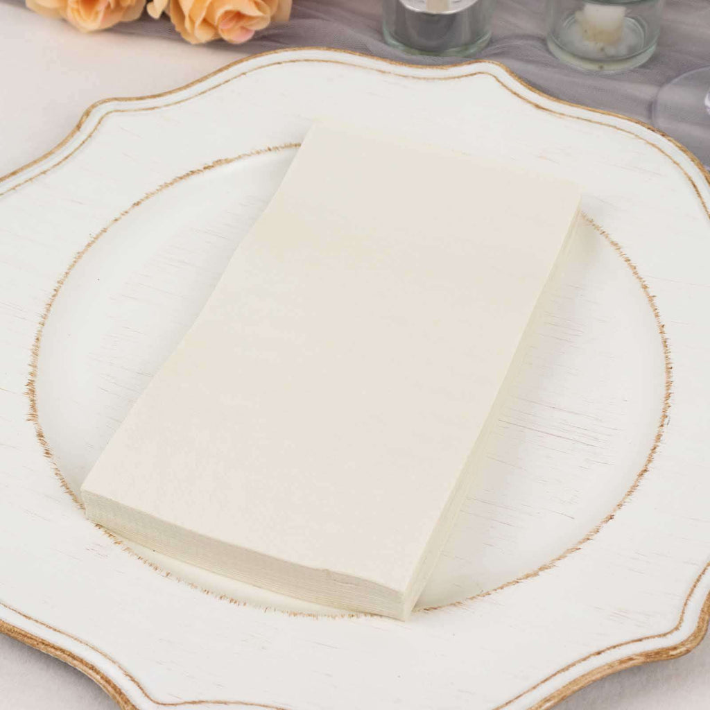 50 - Pack Paper Napkins Ivory - Soft Disposable 2 - Ply Dinner Napkins for Weddings - Bell Racket Store